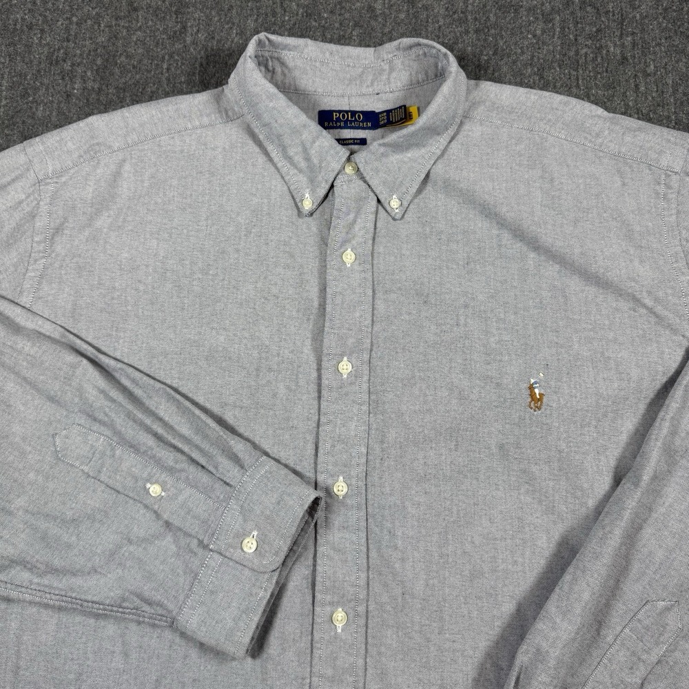 Polo Ralph Lauren Oxford Shirt Mens 3XB Big Classic Fit Gray Cotton Button Down